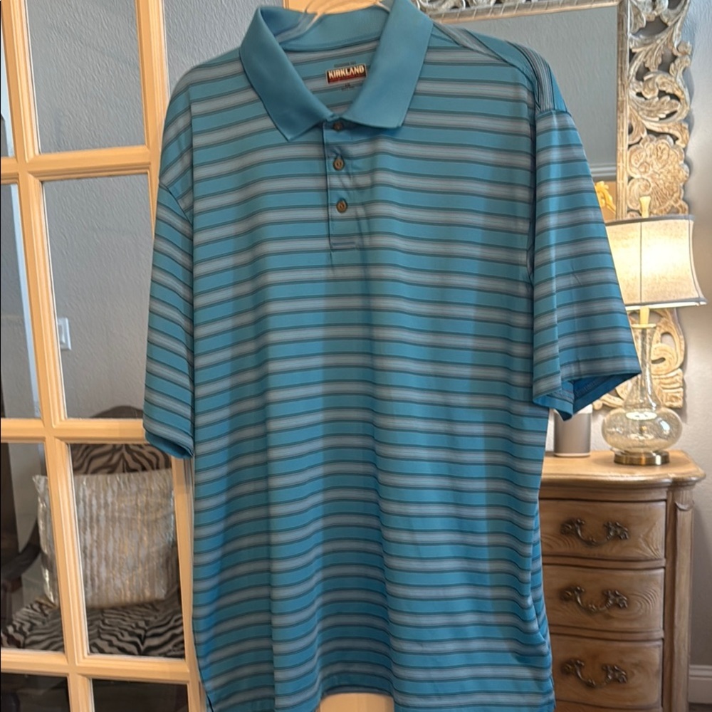 Blue Striped polo type Golf Shirt XXL